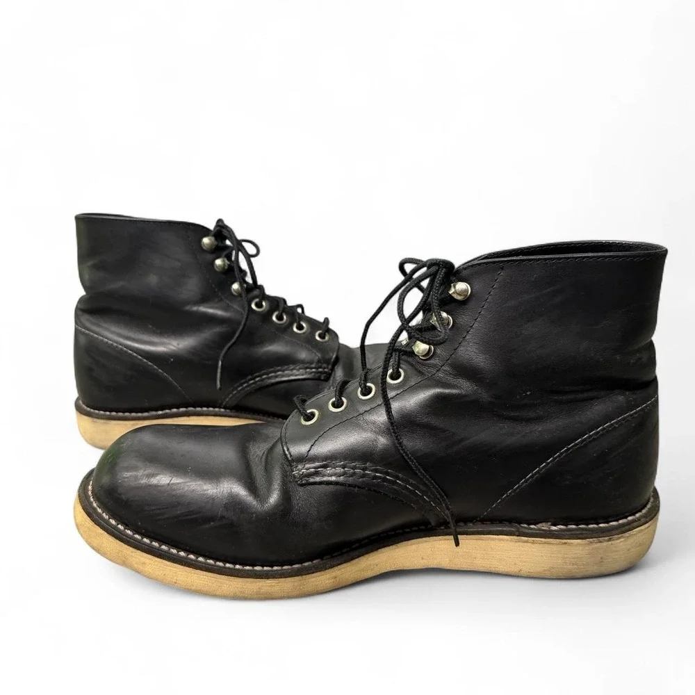 Mens Red Wing 8165 classic round toe black leather lace up boots size US 9.5